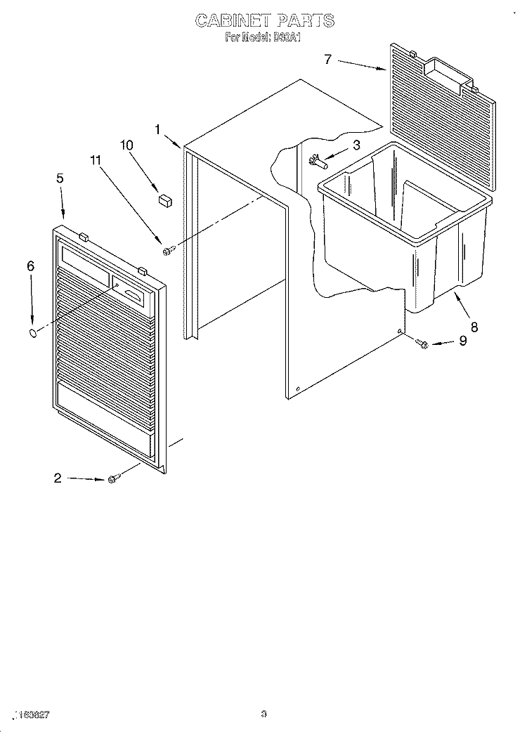 CABINET, LIT/OPTIONAL Diagram and Parts List for D30A1  Whirlpool Dehumidifier
