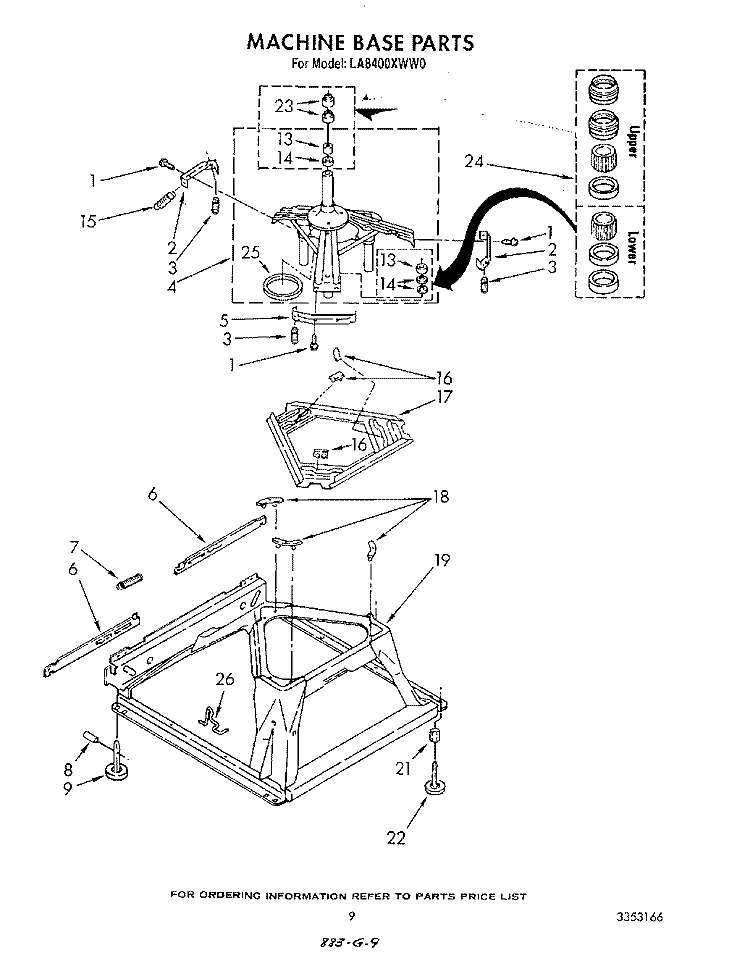 MACHINE BASE Diagram and Parts List for LA8400XWF0  Whirlpool Washer