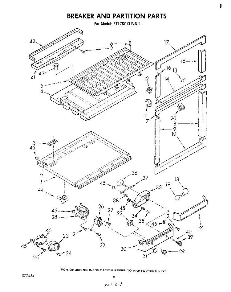 BREAKER AND PARTITION Diagram and Parts List for ET17SCXLWR1  Whirlpool Refrigerator