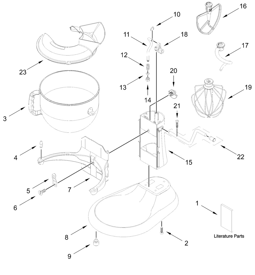 Base And Pedestal Unit Parts Diagram and Parts List for 5KSM60SPXPWH0,5KSM60SPXPER0  Whirlpool Mixer