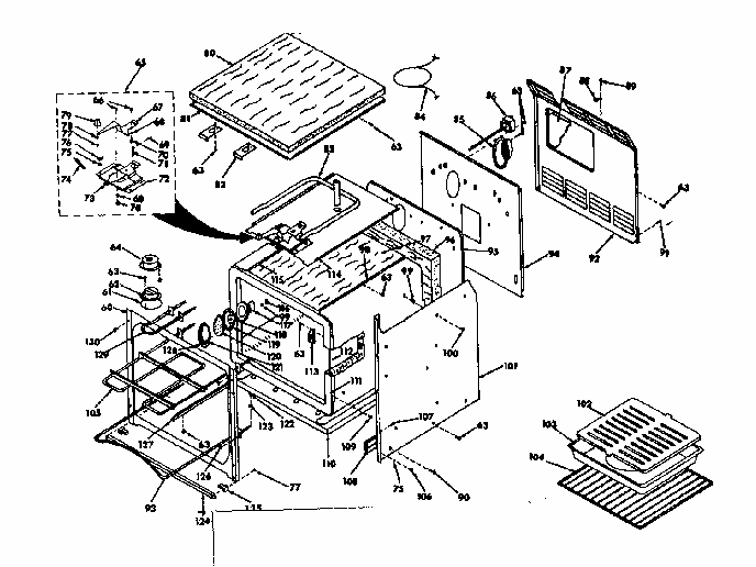 Body Section Diagram and Parts List for 8504247321  Kenmore Range