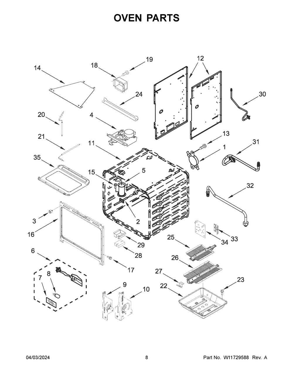 Oven Parts Diagram and Parts List for KFGC506JBK07  KitchenAid Range
