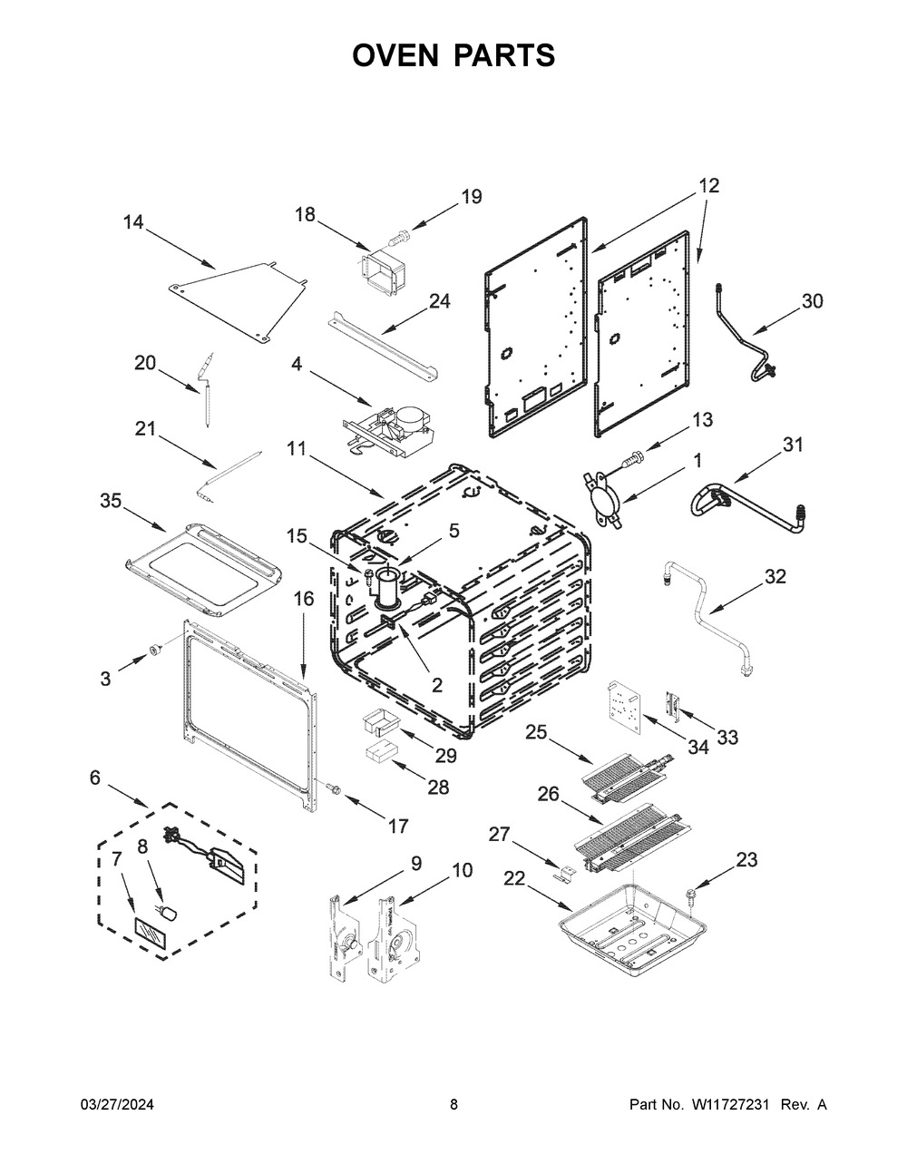 Oven Parts Diagram and Parts List for KFGC500JSS07  KitchenAid Range