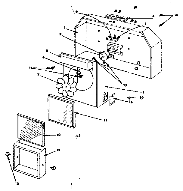 Range Hood Assembly Diagram and Parts List for 1555367310  Kenmore Range Hood