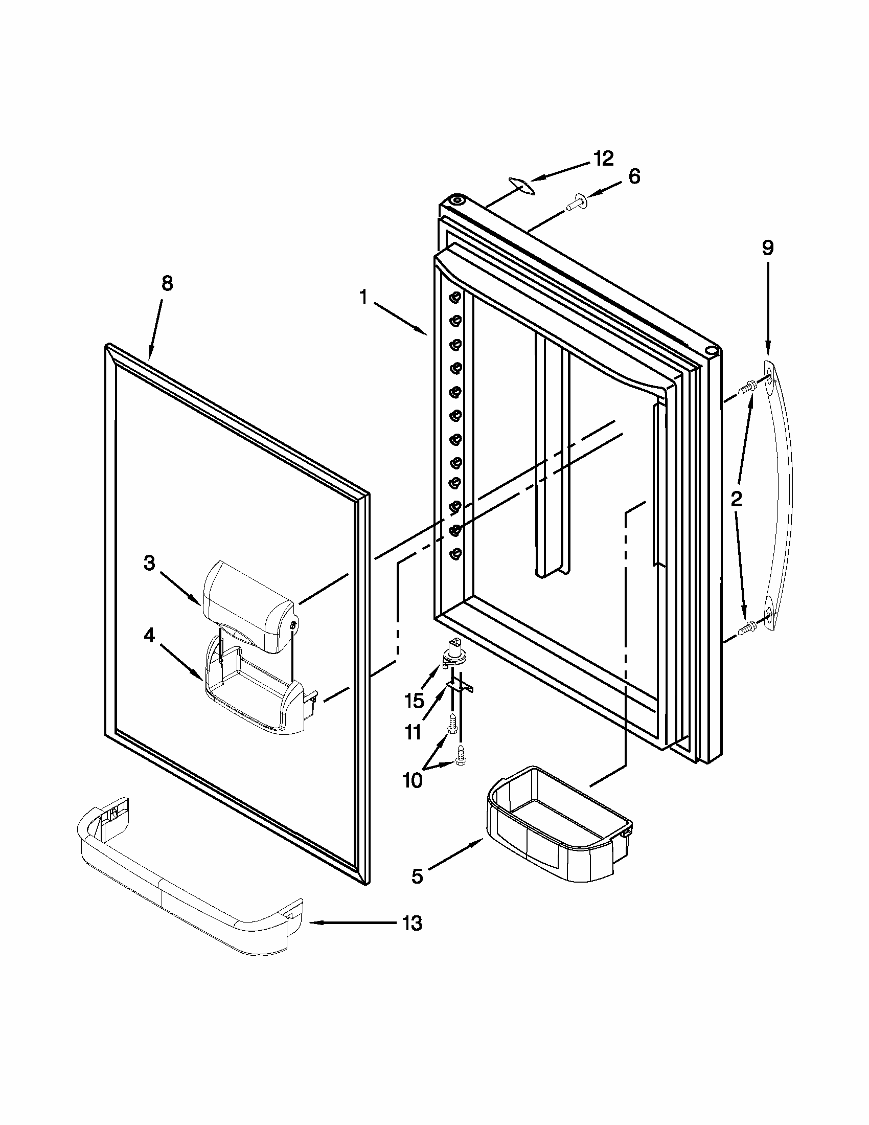 Refrigerator Door Parts Diagram and Parts List for GB2FHDXWS09  Whirlpool Refrigerator