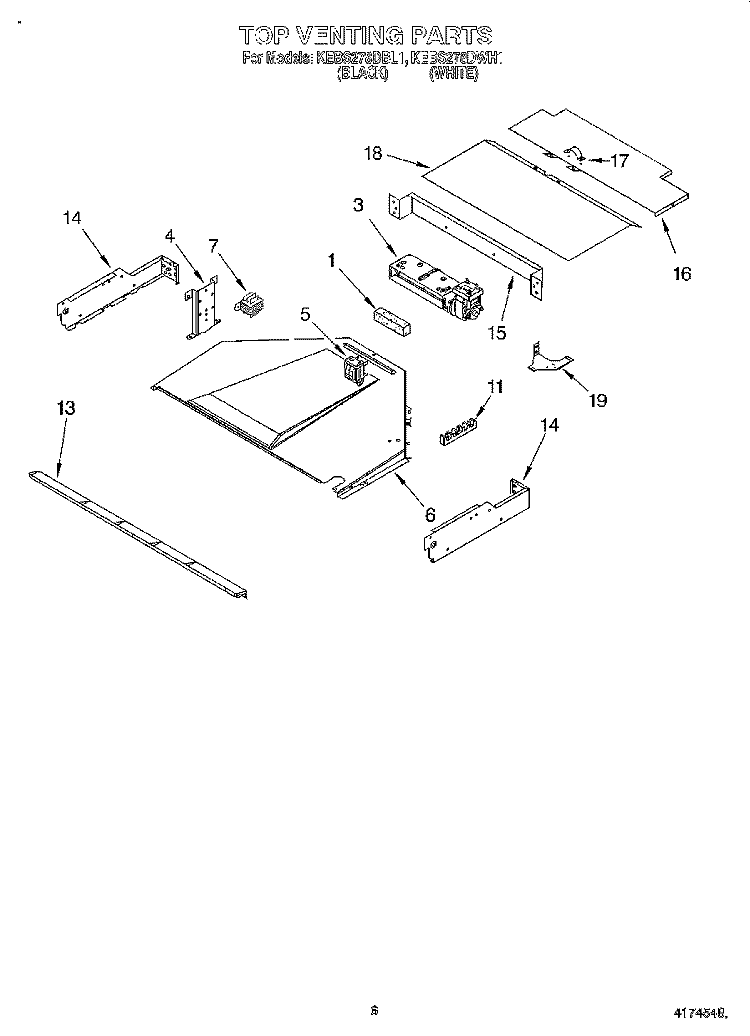 TOP VENTING, OPTIONAL Diagram and Parts List for KEBS278DWH1  KitchenAid Wall Oven