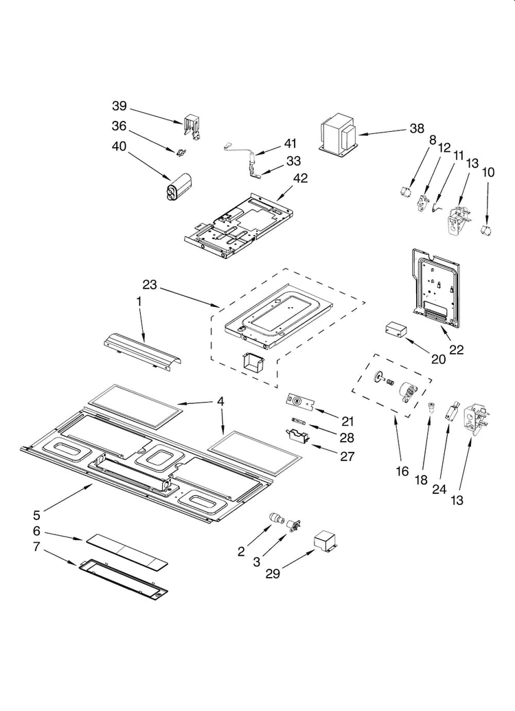 Interior And Ventilation Parts Diagram and Parts List for MH2175XSB0  Whirlpool Microwave