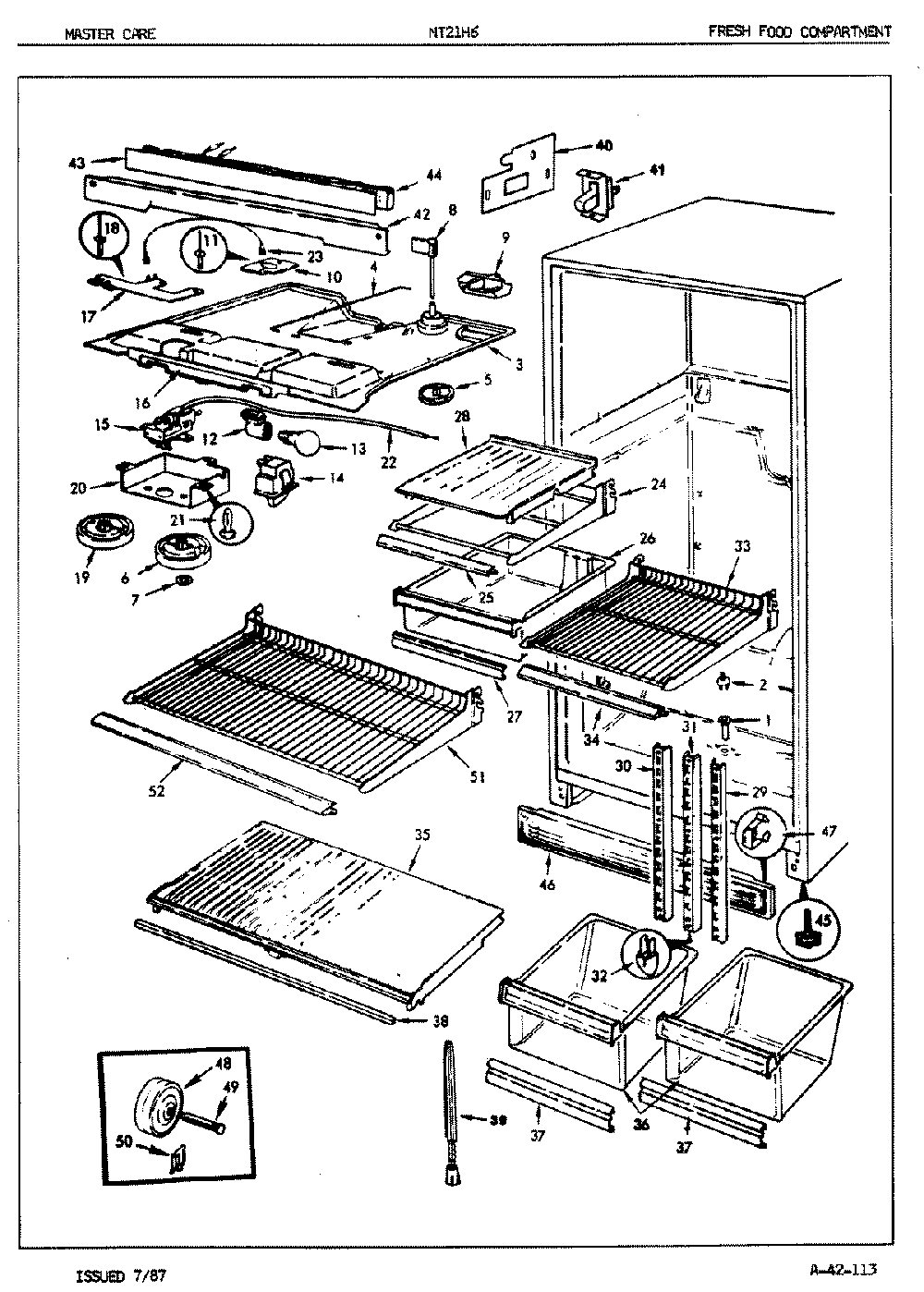 03 - Fresh Food Compartment Diagram and Parts List for NT21H6  Whirlpool Refrigerator