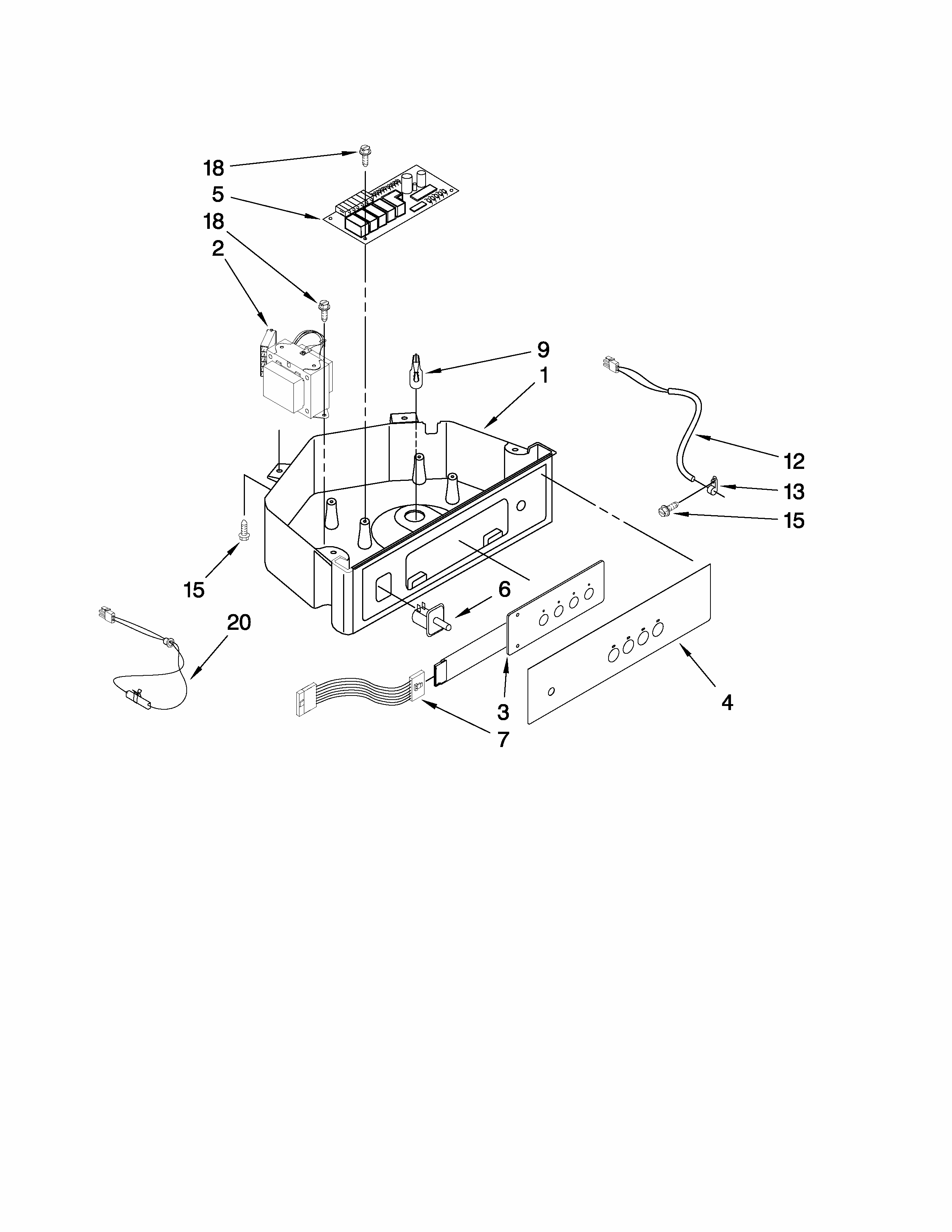 Control Panel Parts Diagram and Parts List for 10689589704  Kenmore Ice Maker