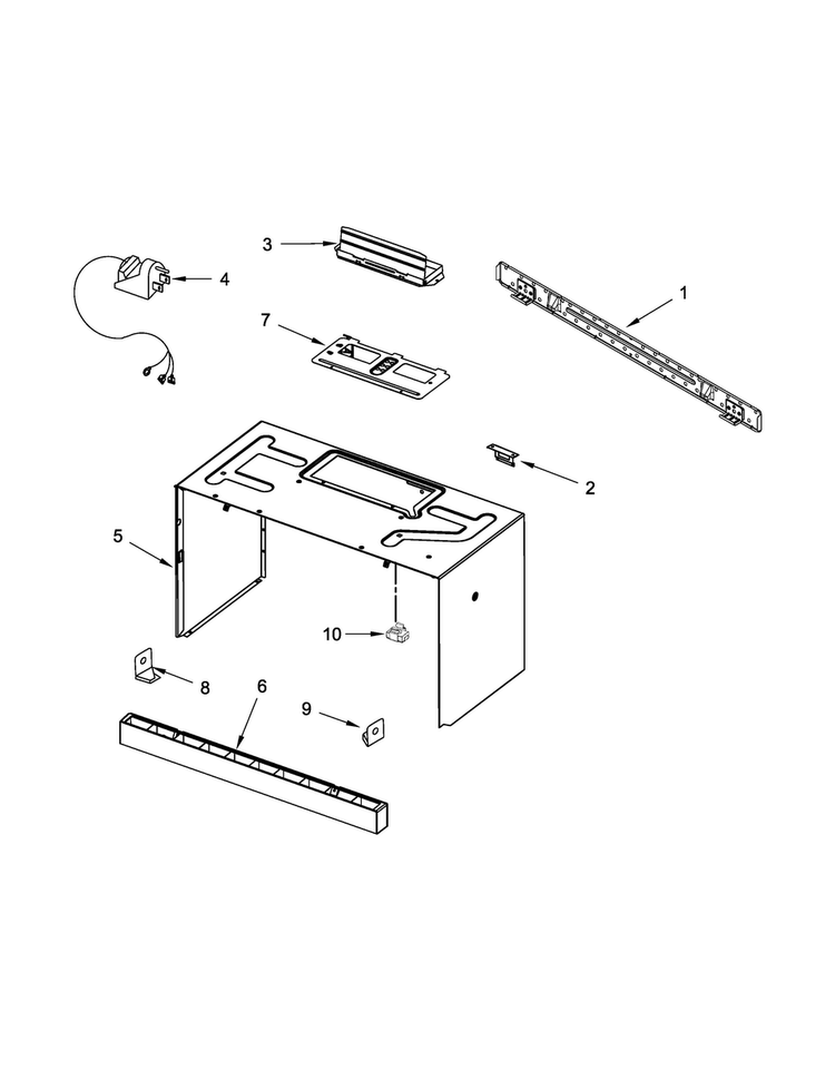 Cabinet And Installation Parts Diagram and Parts List for UMV1160CB1  Whirlpool Microwave