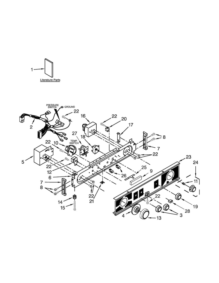 Washer/dryer Control Panel Parts Diagram and Parts List for 11081422510  Kenmore Washer Dryer Combo