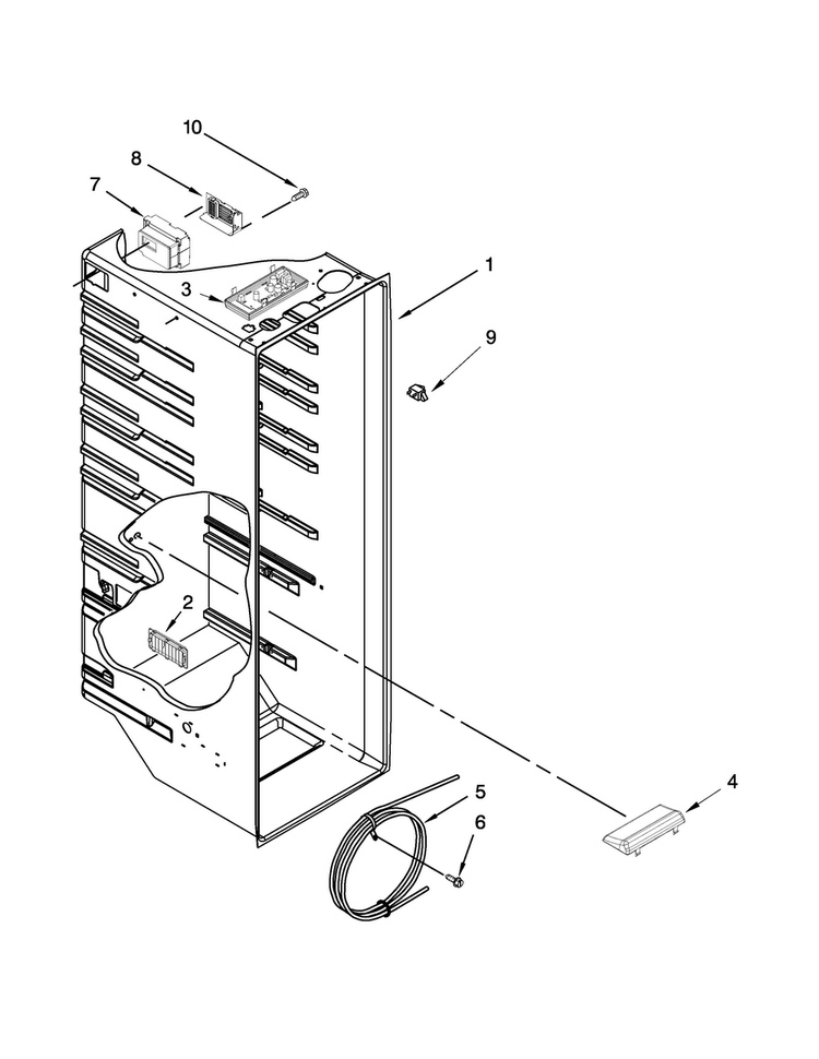 Refrigerator Liner Parts Diagram and Parts List for 5WRS22FDBF02  Whirlpool Refrigerator