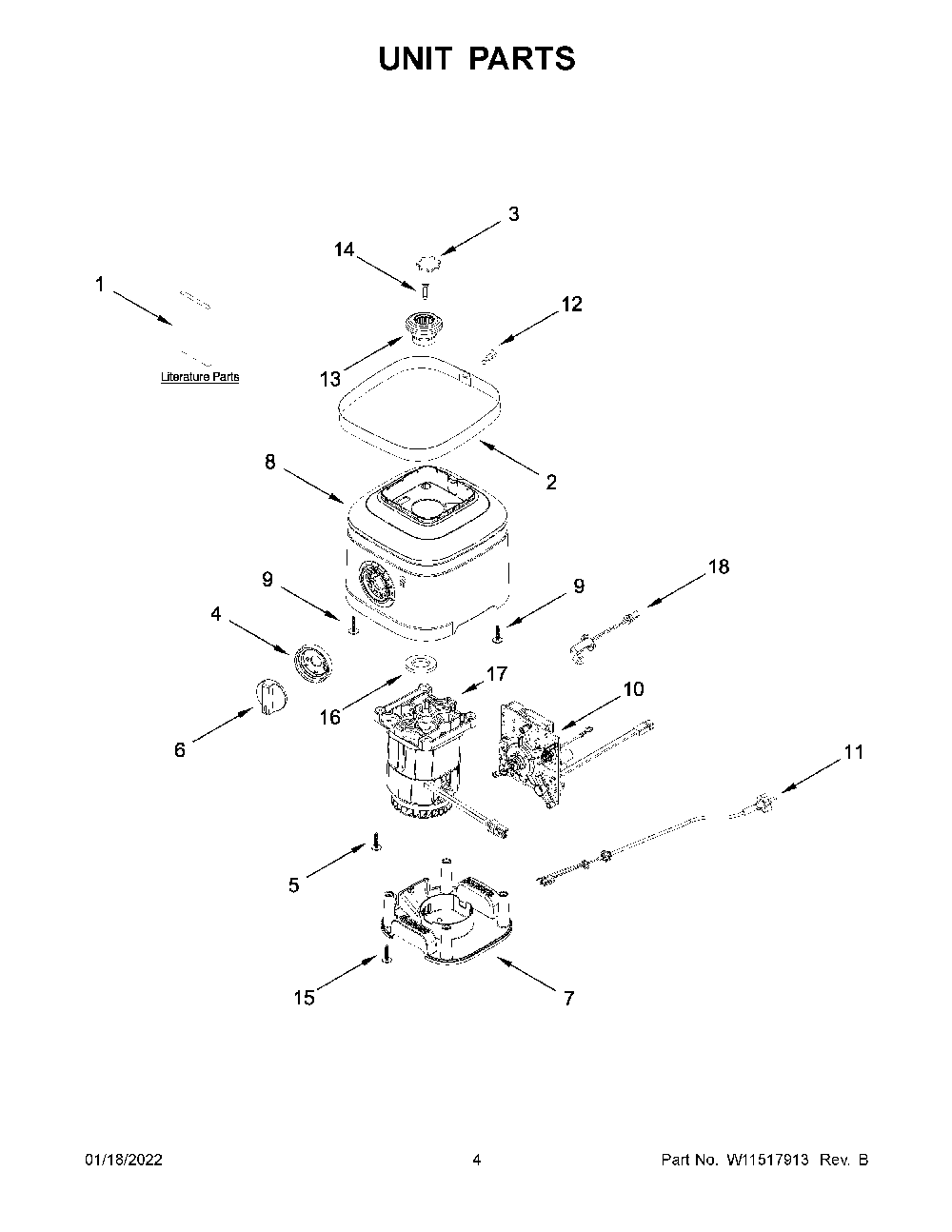 Unit Parts Diagram and Parts List for 5KSB4026CBE0  KitchenAid Blender