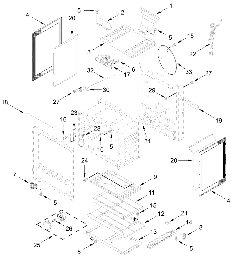 Chassis Parts Diagram and Parts List for CRGW3484RW0,CRGW3484RB0  Whirlpool Range