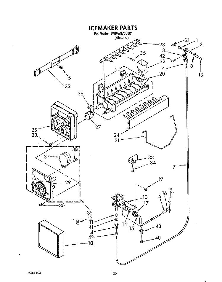 ICEMAKER, LIT/OPTIONAL Diagram and Parts List for JWKGN700001  Whirlpool Refrigerator