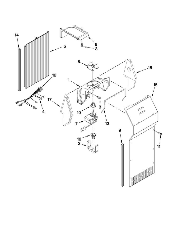 Air Flow Parts Diagram and Parts List for 10651593011  Kenmore Refrigerator