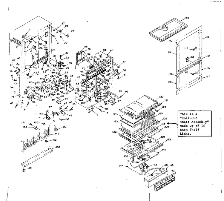Cabinet Parts Diagram and Parts List for 106R14GIMY  Kenmore Refrigerator