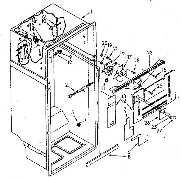 Liner Diagram and Parts List for ET20AKXSN01  Whirlpool Refrigerator