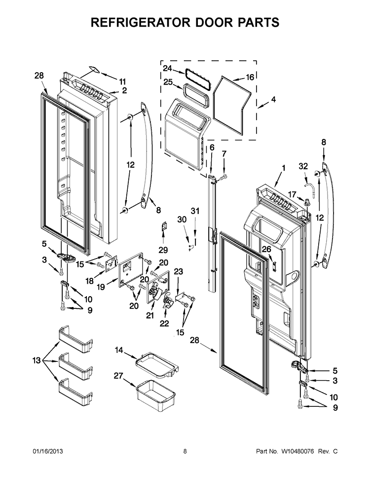 REFRIGERATOR DOOR PARTS Diagram and Parts List for KFIS29PBMS00  KitchenAid Refrigerator