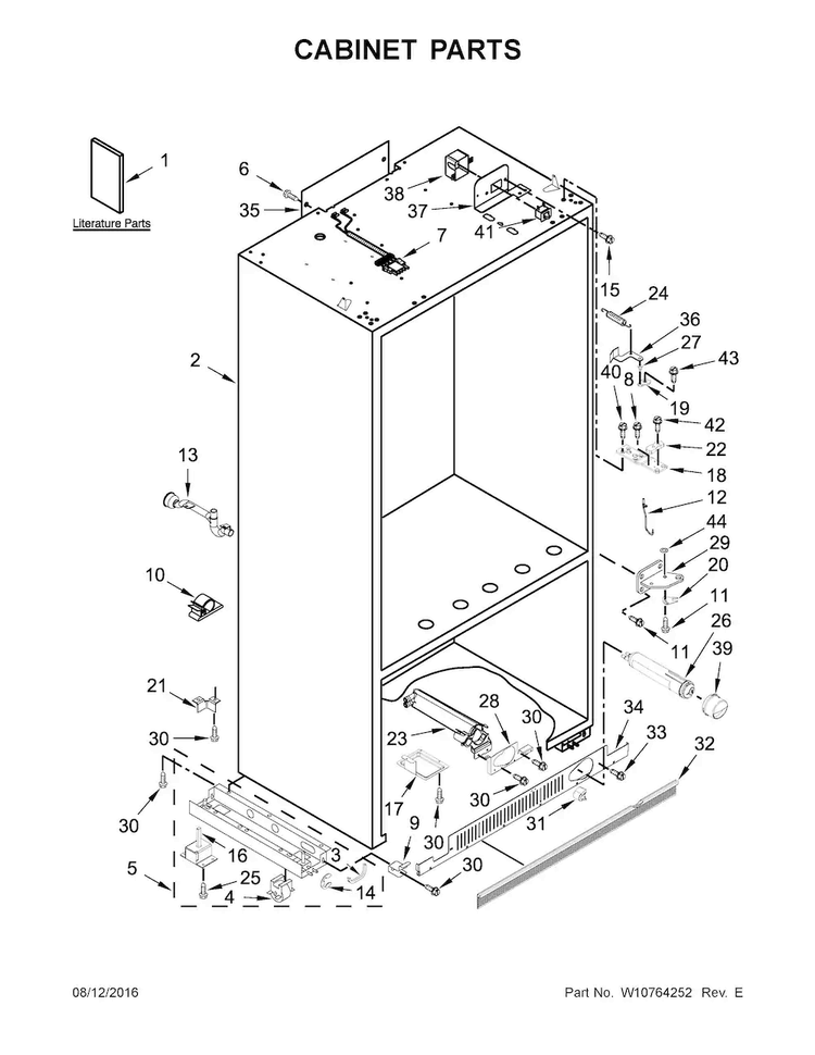 Cabinet Parts Diagram and Parts List for KBFN402ESS00  KitchenAid Refrigerator