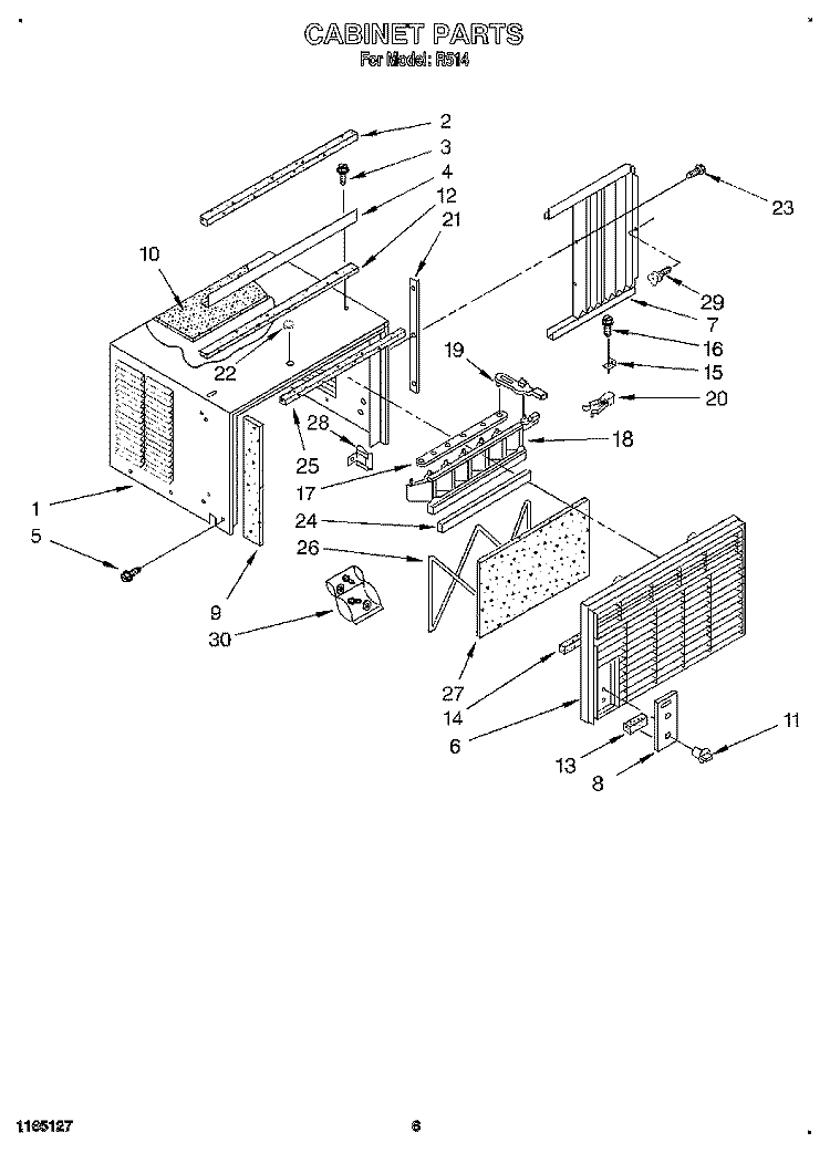 CABINET Diagram and Parts List for R514  Whirlpool Air Conditioner