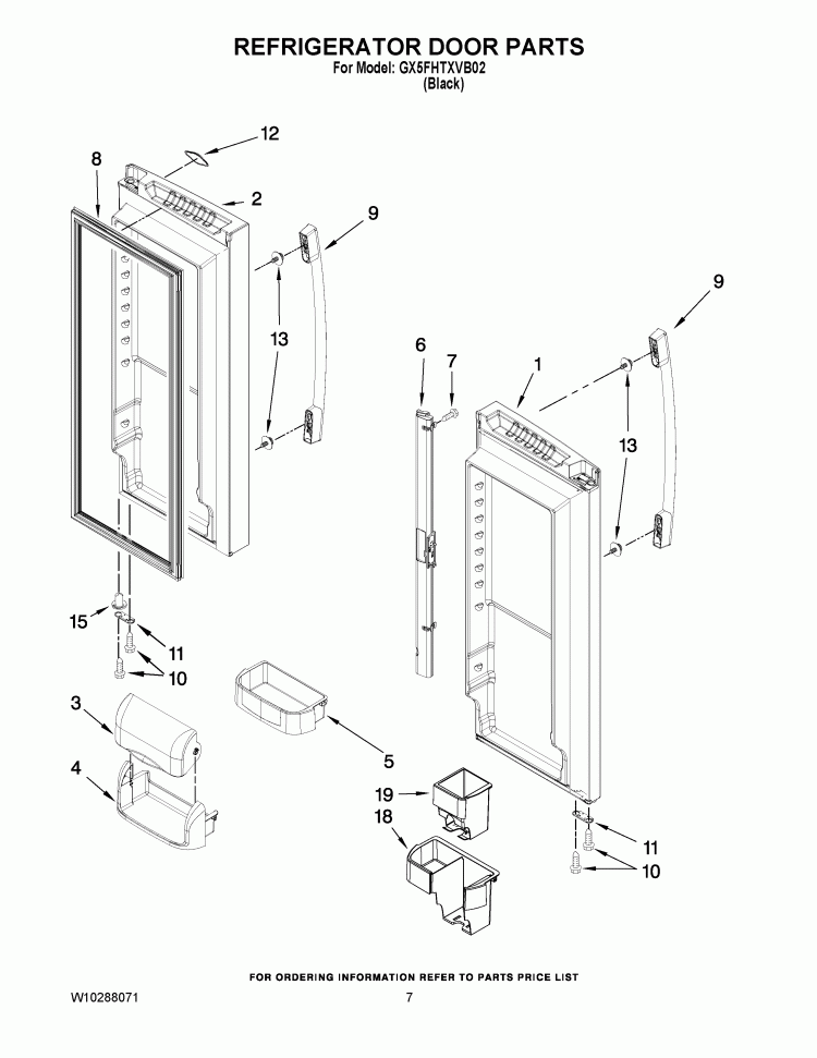 REFRIGERATOR DOOR PARTS Diagram and Parts List for GX5FHTXVB02  Whirlpool Refrigerator