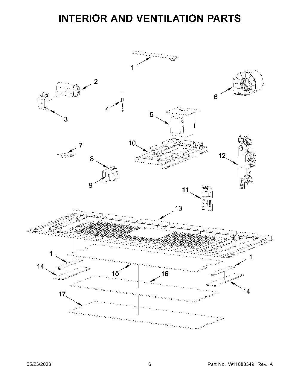 04 - Interior And Ventilation Parts Diagram and Parts List for WMMF5930PW00  Whirlpool Microwave