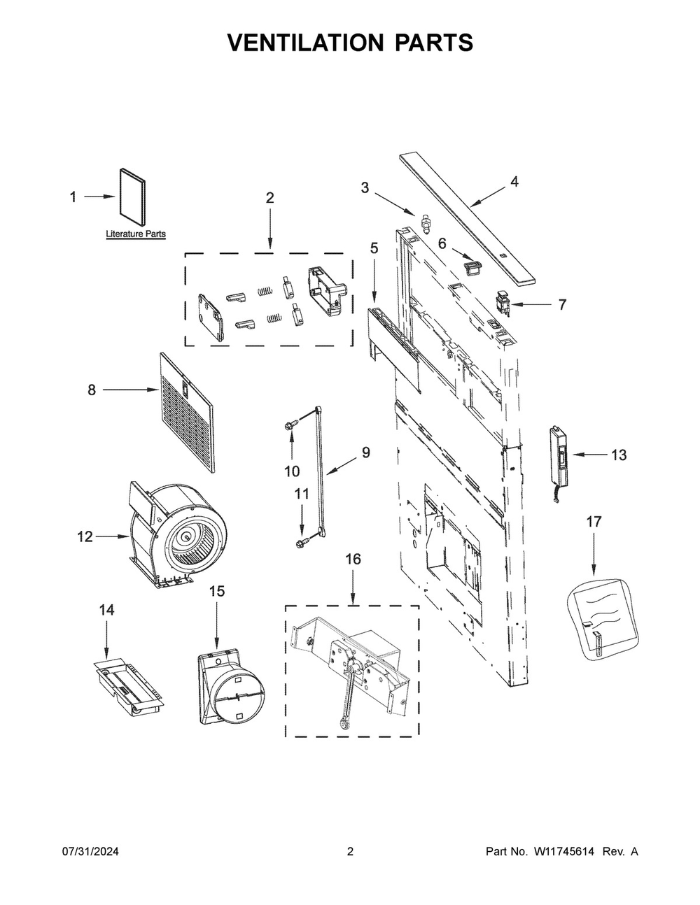 02 - Ventilation Parts Diagram and Parts List for UXD8630DYS6  Whirlpool Range Hood