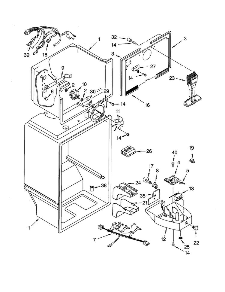 Liner Diagram and Parts List for RT18AKXKQ07  Roper Refrigerator
