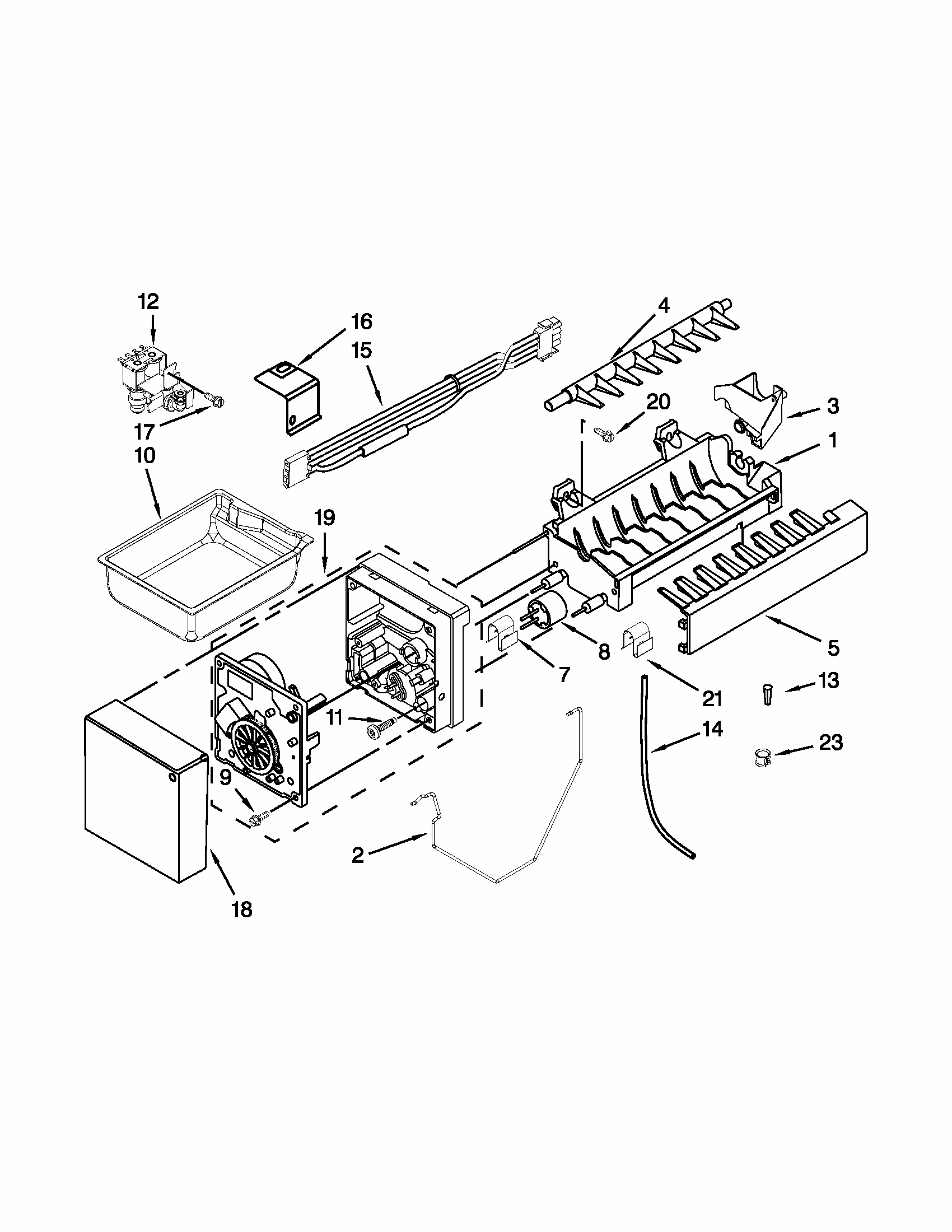Ice Maker Diagram and Parts List for 59679539018  Kenmore Refrigerator
