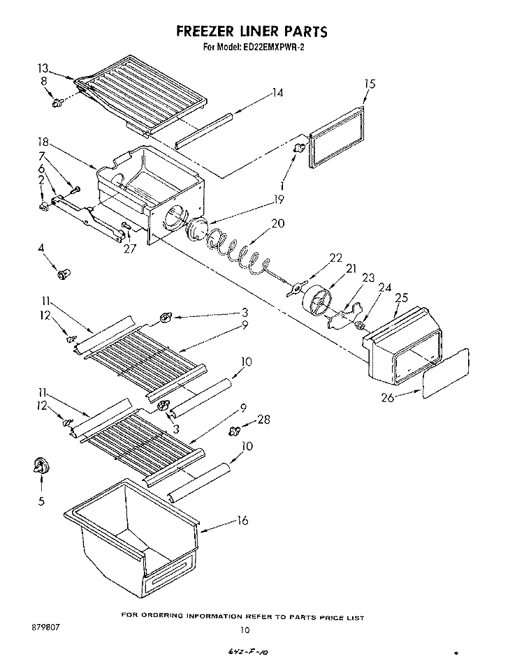 FREEZER LINER Diagram and Parts List for ED22EMXPWR2  Whirlpool Refrigerator