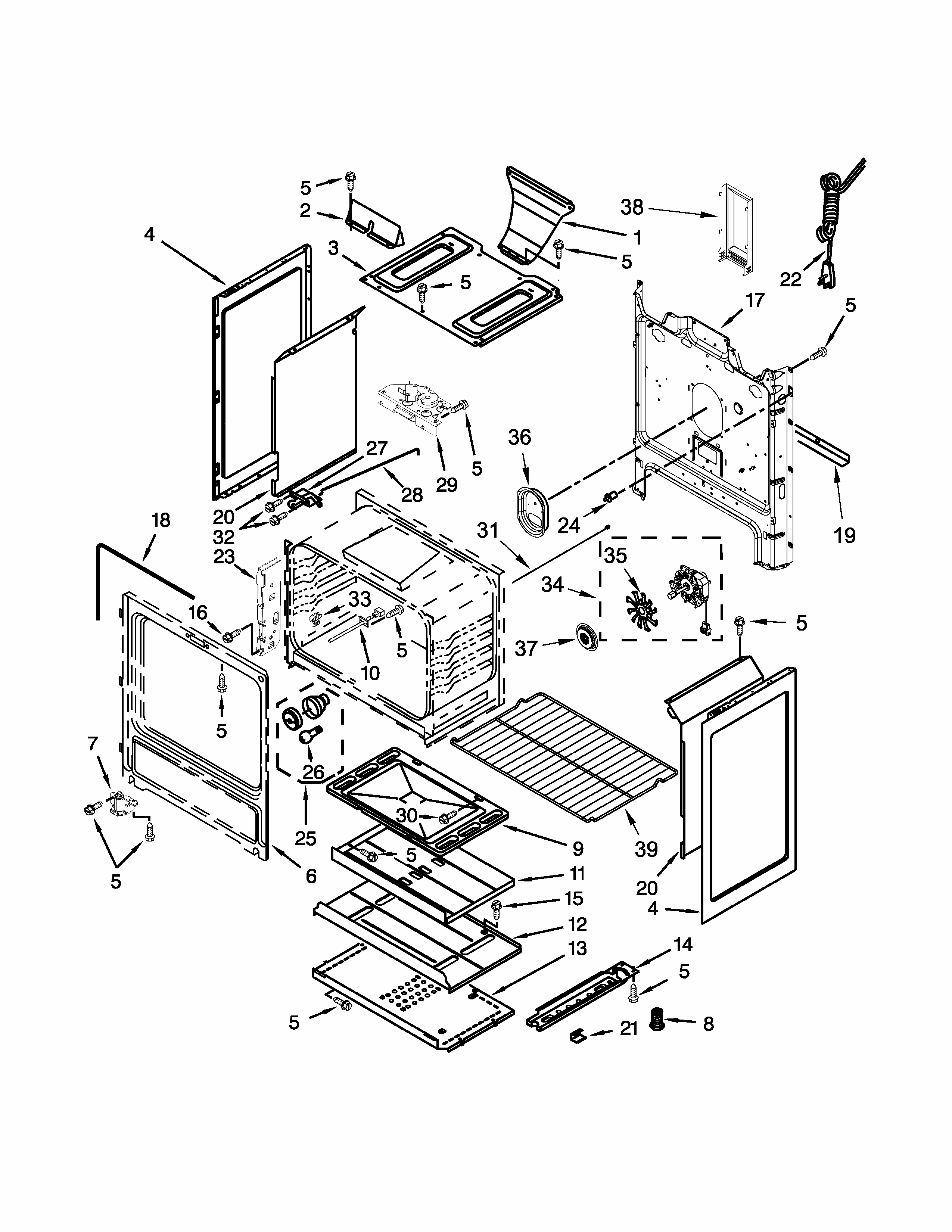 Chassis Parts Diagram and Parts List for IGS505DS0  Whirlpool Range