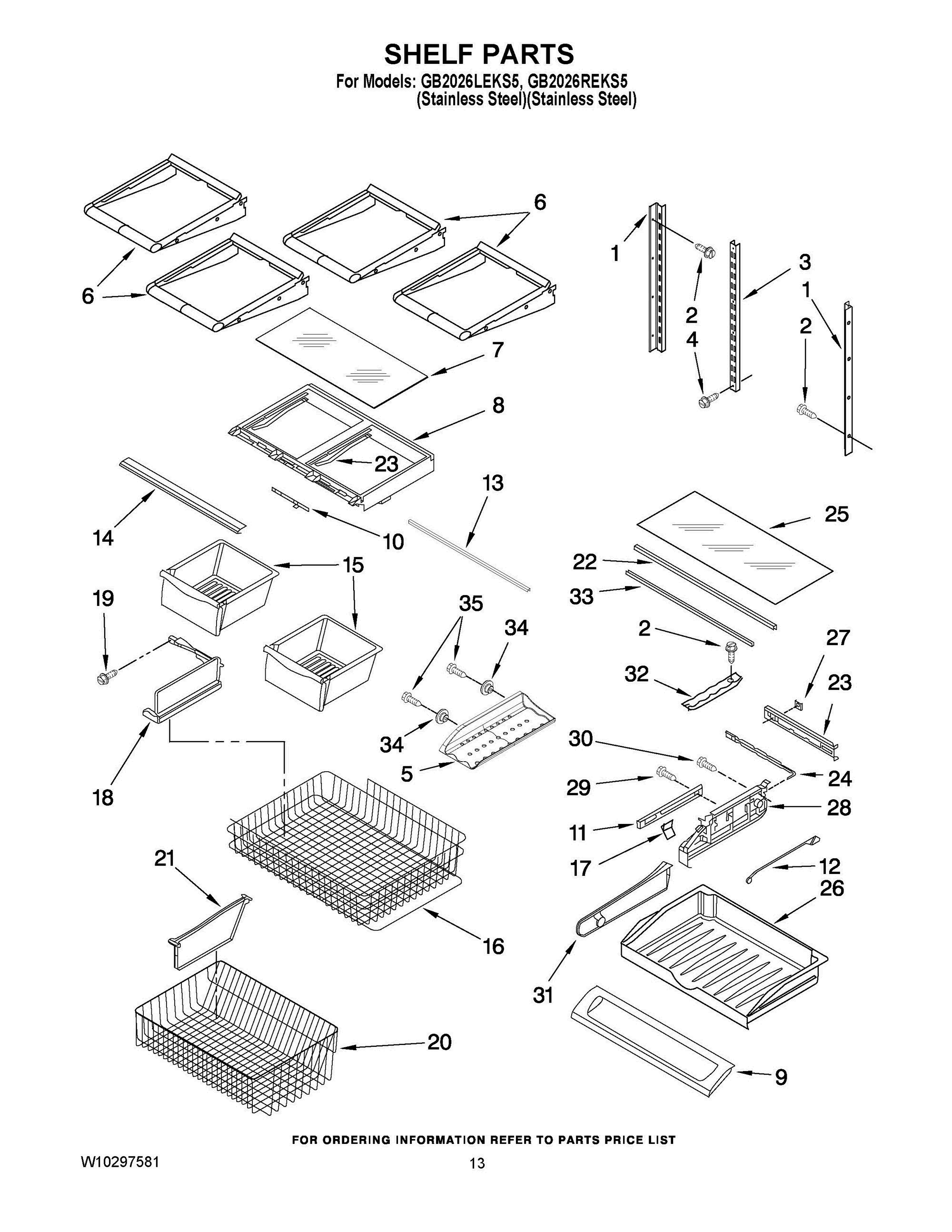 07 - SHELF PARTS Diagram and Parts List for GB2026REKS5  Whirlpool Refrigerator
