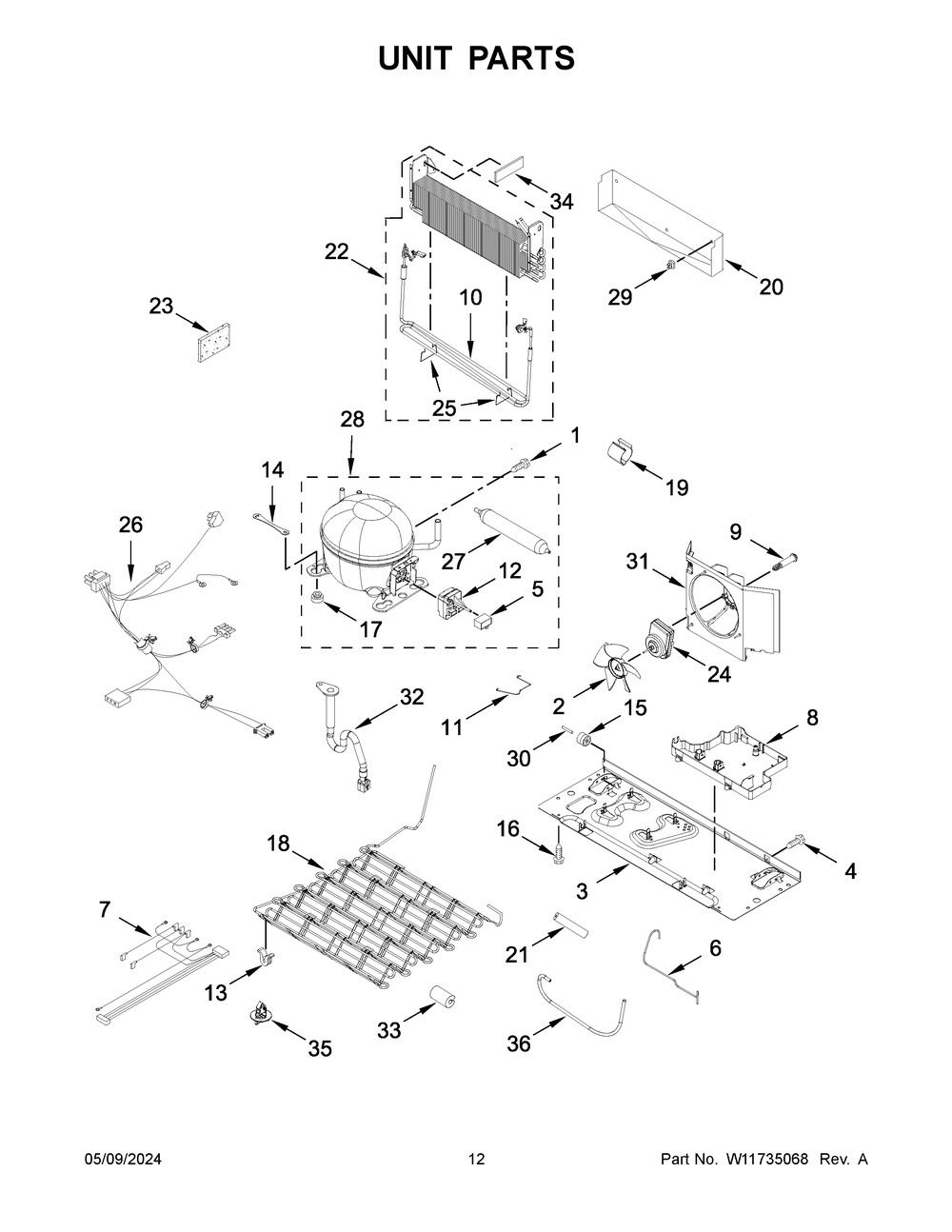 Unit Parts Diagram and Parts List for WRF535SWHV10  Whirlpool Refrigerator