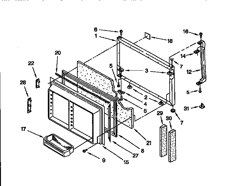 Freezer Door Parts Diagram and Parts List for ED25DMXDW00  Whirlpool Refrigerator