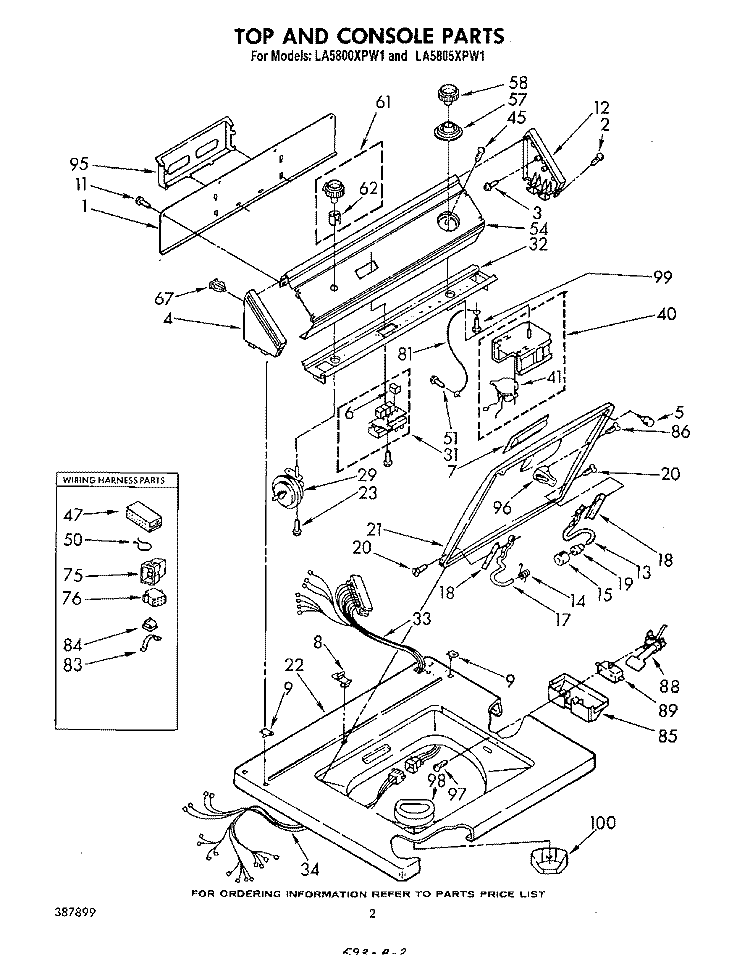 TOP AND CONSOLE Diagram and Parts List for LA5805XPW1  Whirlpool Washer