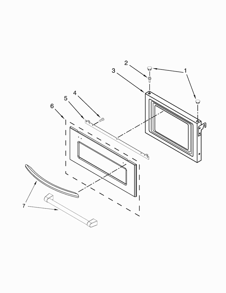 Microwave Door Parts Diagram and Parts List for KEMS309BSP01  KitchenAid Microwave