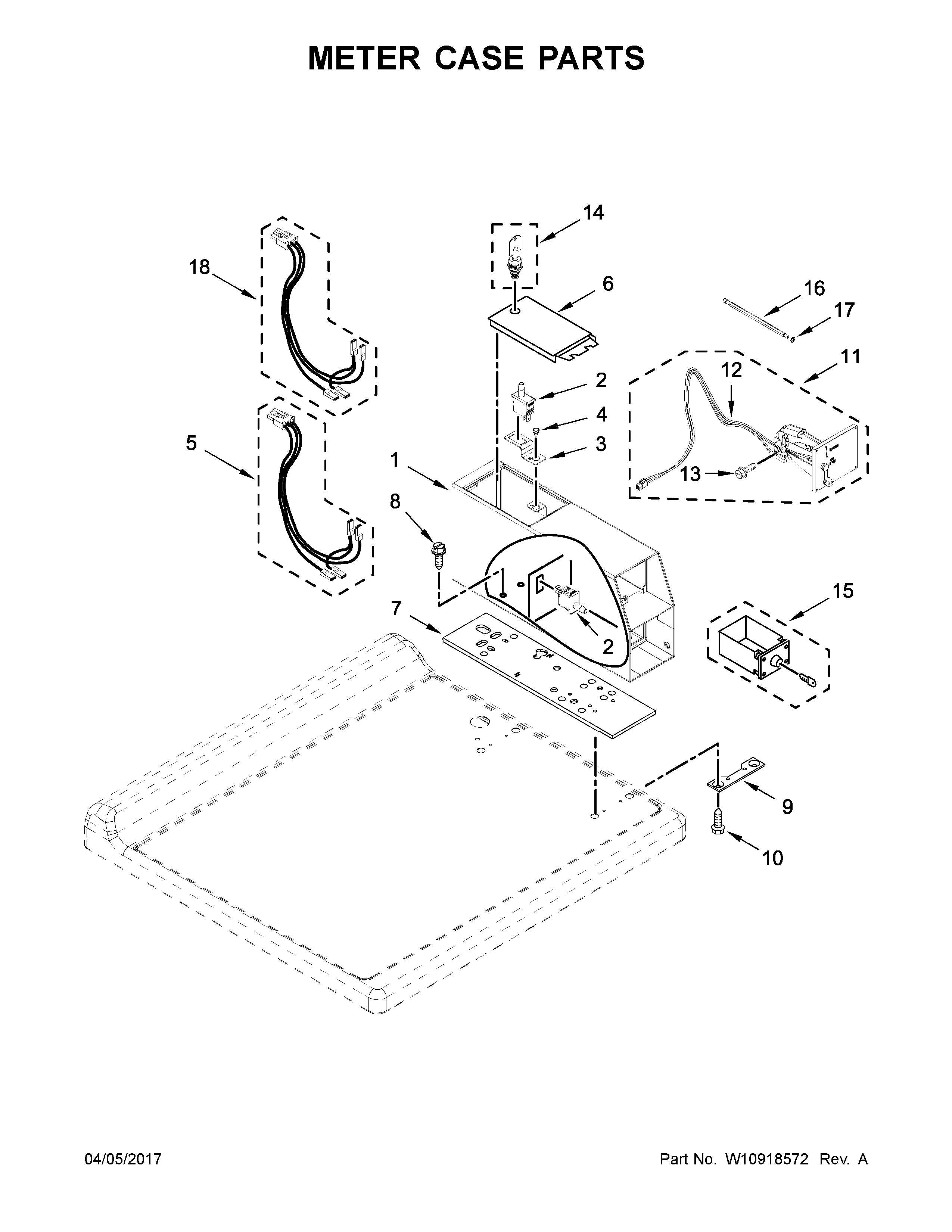 Meter Case Parts Diagram and Parts List for 11041942710  Kenmore Washer