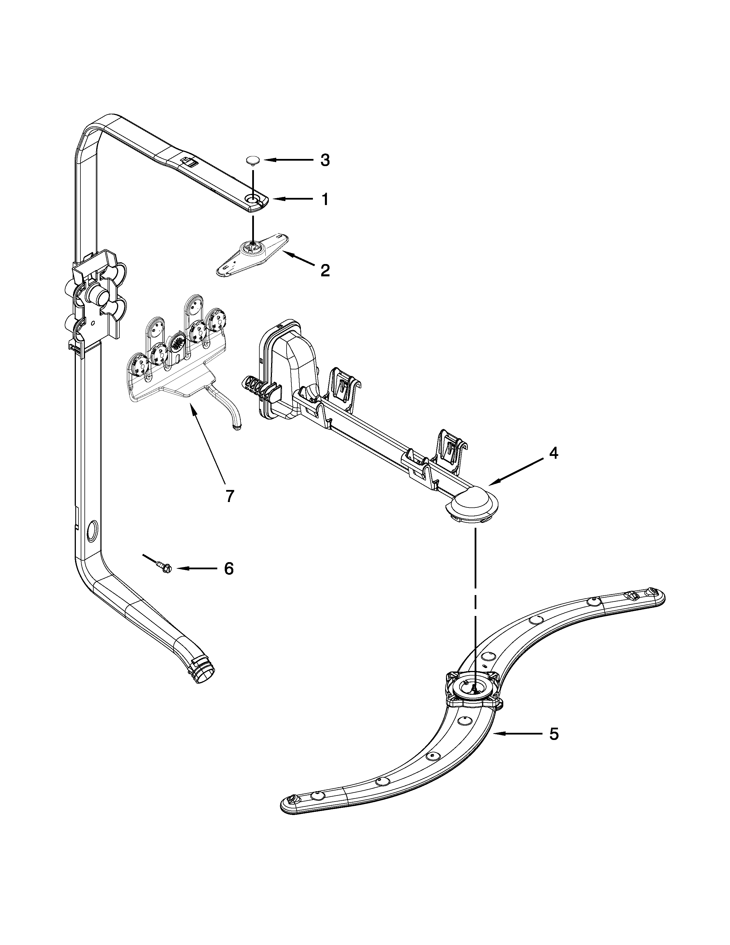 Upper Wash And Rinse Parts Diagram and Parts List for 66513493N410  Kenmore Dishwasher