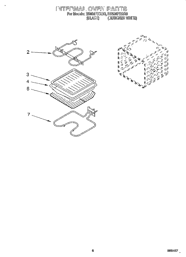 INTERNAL OVEN, OPTIONAL Diagram and Parts List for RS696PXGQ0  Whirlpool Range