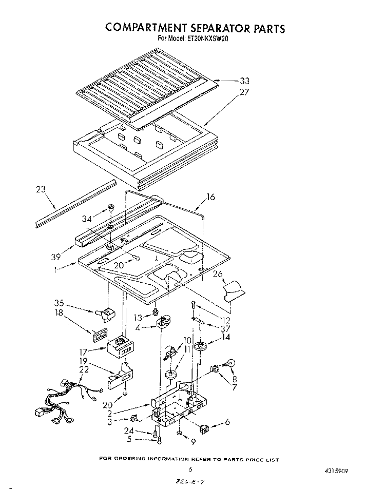 COMPARTMENT SEPARATOR Diagram and Parts List for ET20NKXSW20  Whirlpool Refrigerator