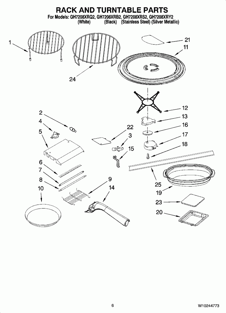 RACK AND TURNTABLE PARTS Diagram and Parts List for GH7208XRQ2  Whirlpool Microwave