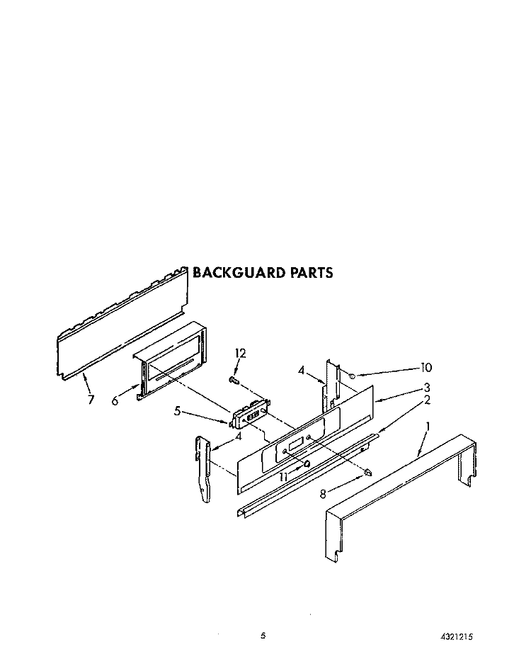 BACKGUARD Diagram and Parts List for SF330PEWN3  Whirlpool Range