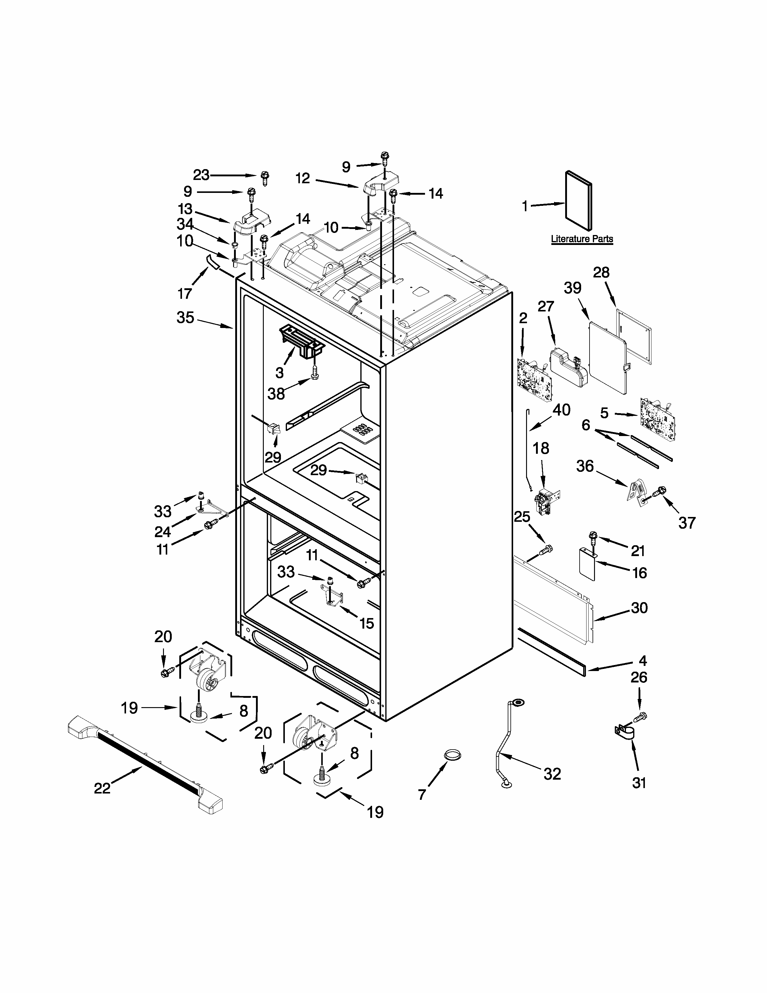 Cabinet Parts Diagram and Parts List for 596723824102  Kenmore Refrigerator