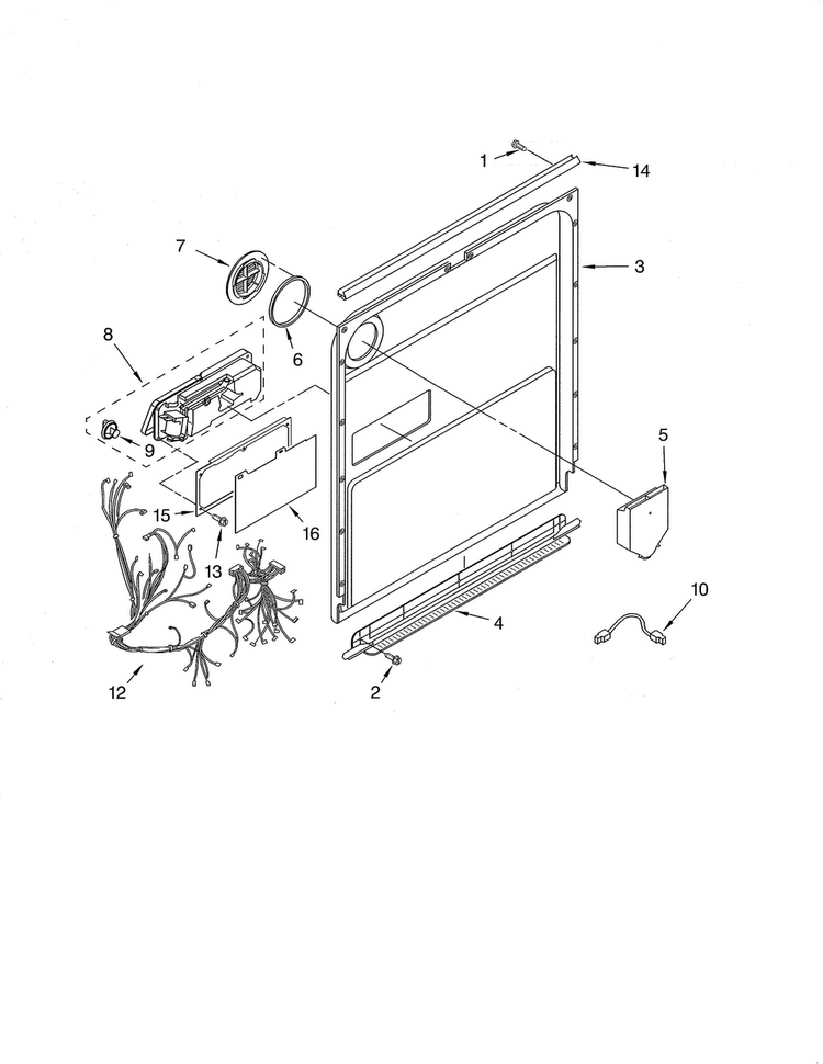 Door & Latch Diagram and Parts List for KUDL02FRSS1  KitchenAid Dishwasher