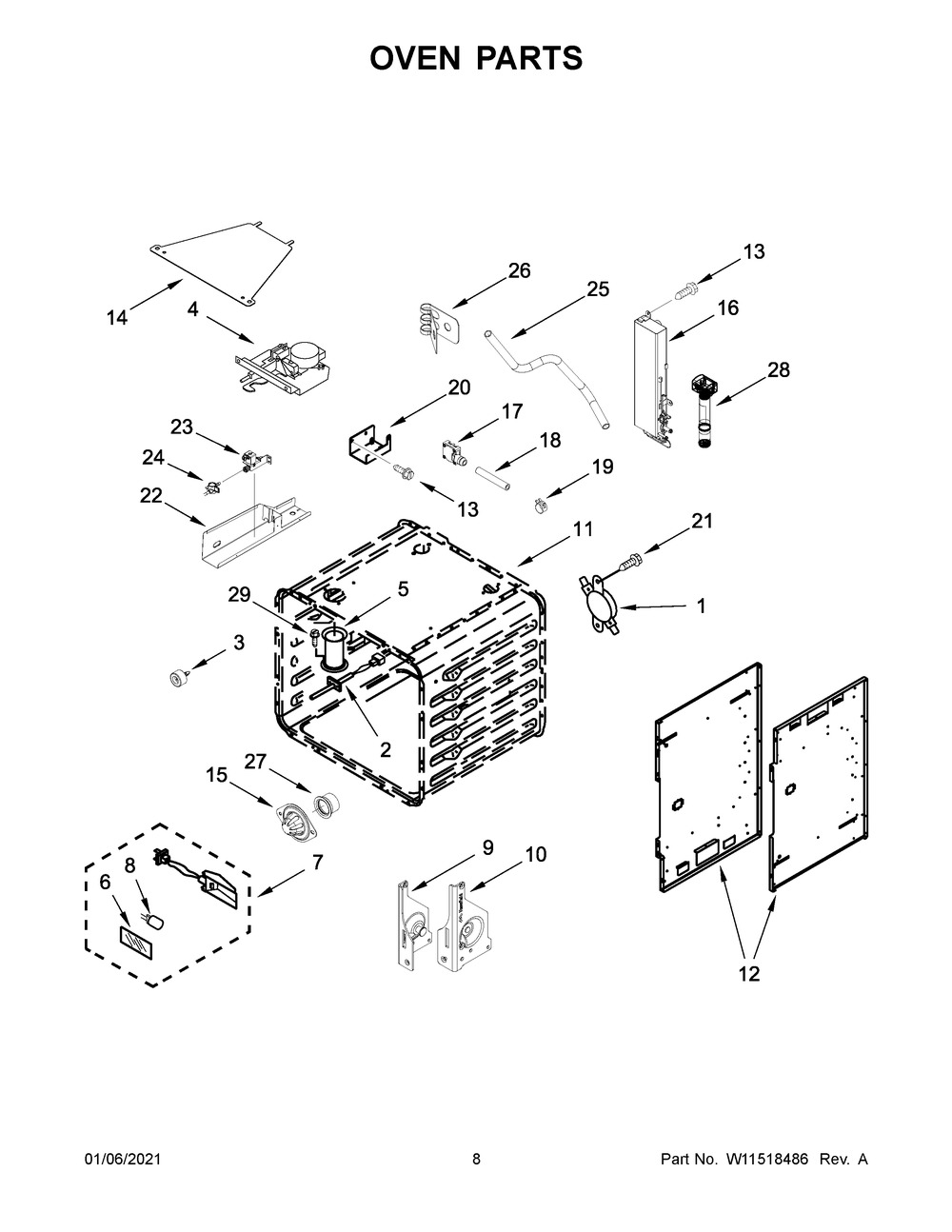 Oven Parts Diagram and Parts List for JDSP536HL01  Whirlpool Range