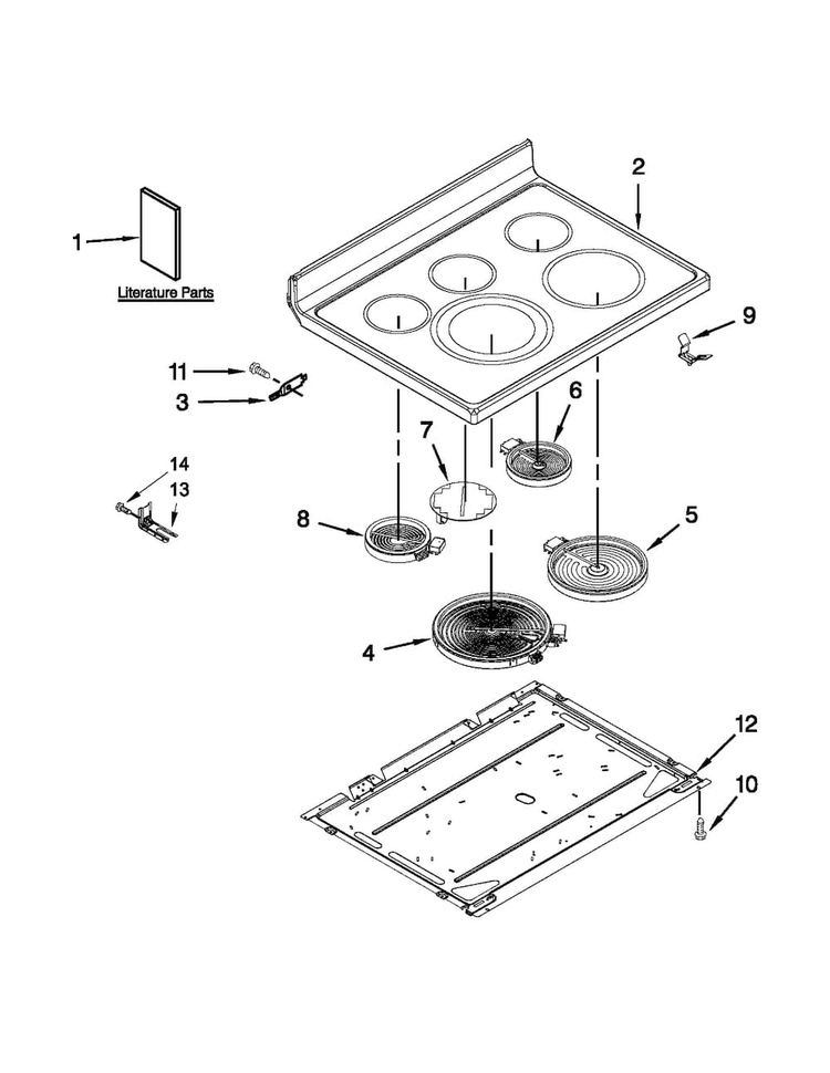 Cooktop Parts Diagram and Parts List for KERS303BWH1  KitchenAid Range