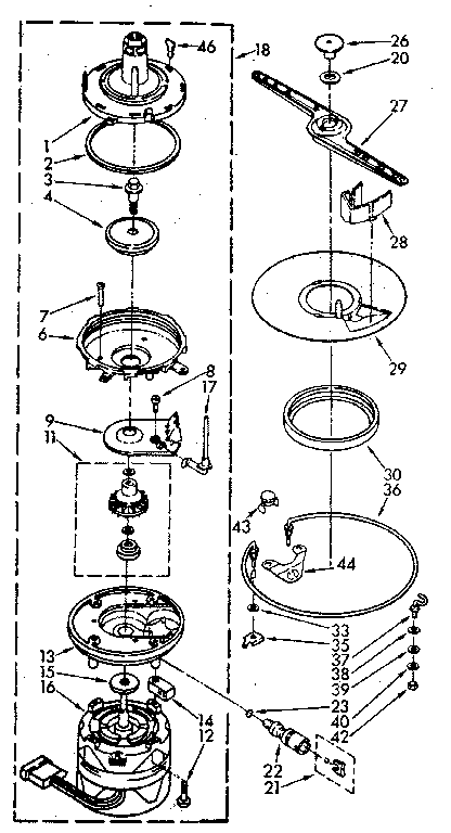 Pump And Motor Diagram and Parts List for DU7400X5-0  Whirlpool Dishwasher