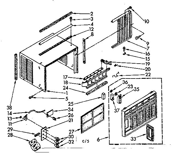 Cabinet Parts Diagram and Parts List for 1068740690  Kenmore Air Conditioner