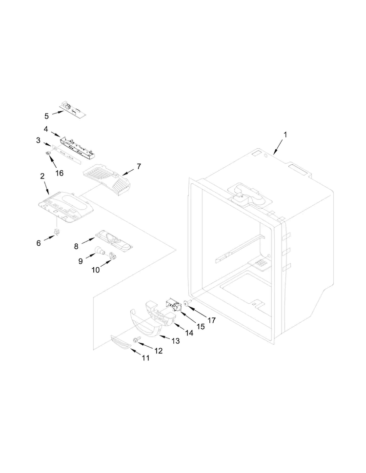 Refrigerator Liner Parts Diagram and Parts List for WRF532SMBW01  Whirlpool Refrigerator
